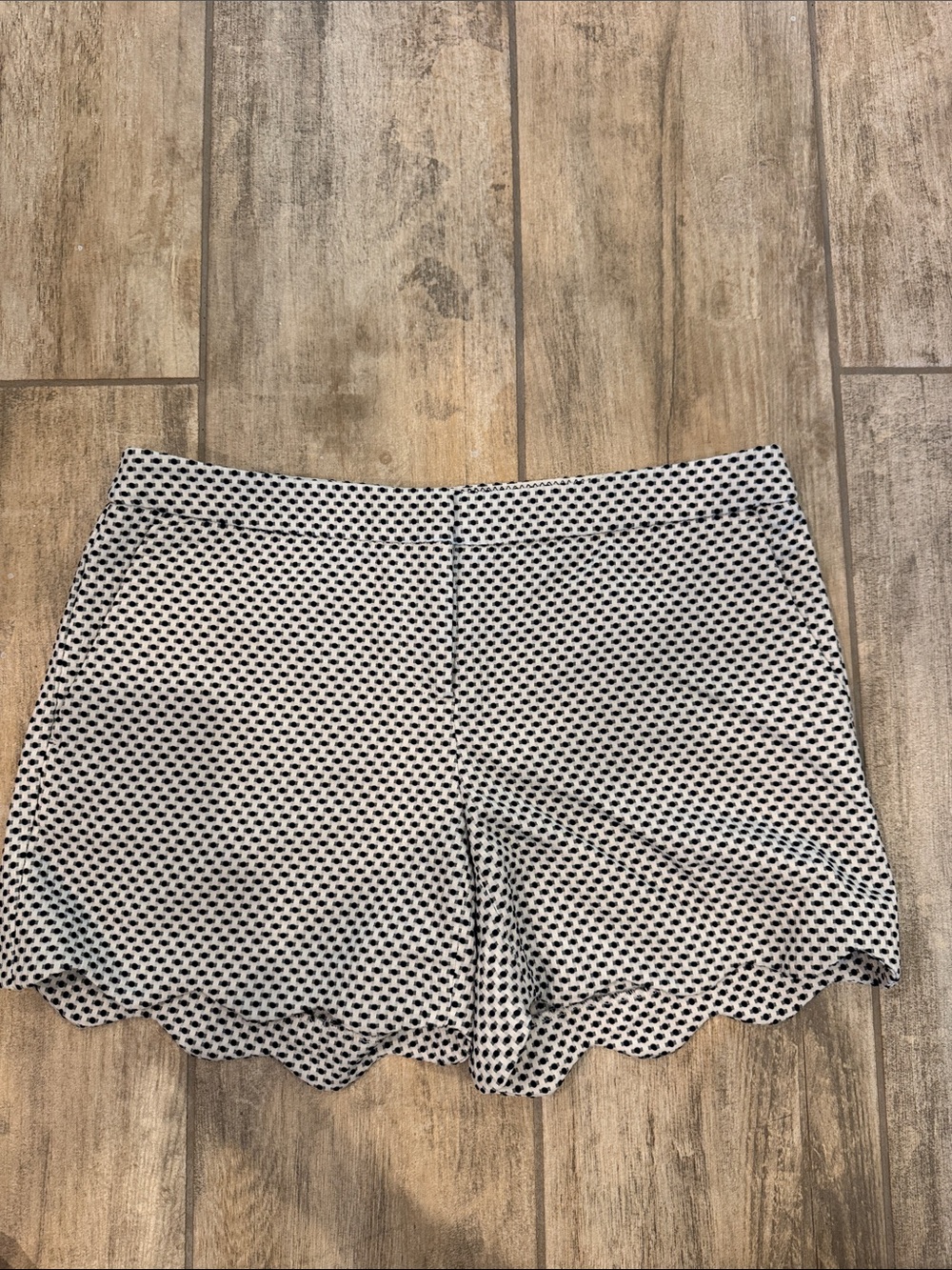 CYNTHIA ROWLEY CHINO SHORTS SIZE 8 Scalloped hem with Textured Dots